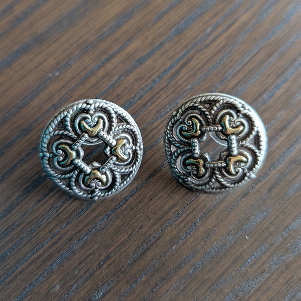 Brighton Silver and Gold Heart Earrings